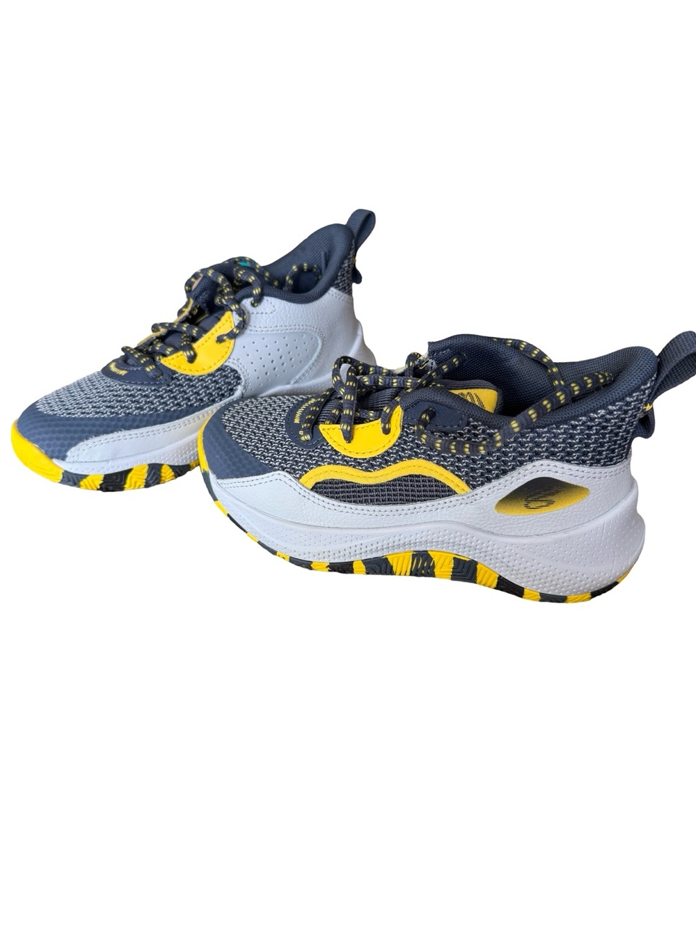 Under Armour Curry 3Z 24 Kids Basketball Shoes Navy Gray Yellow Size 13K